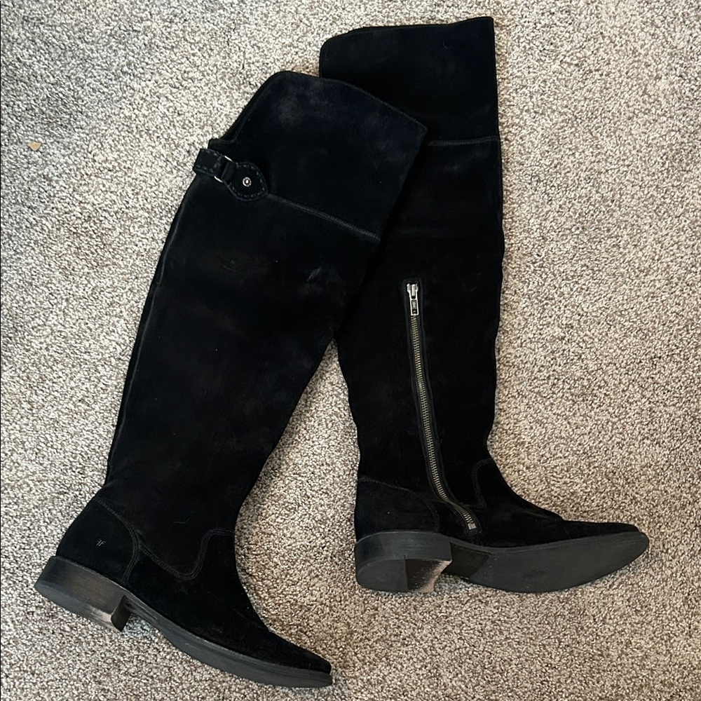 Frye Black Suede Over-the-Knee Boots